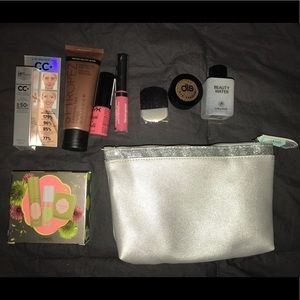 Ipsy bag full of unused beauty items,